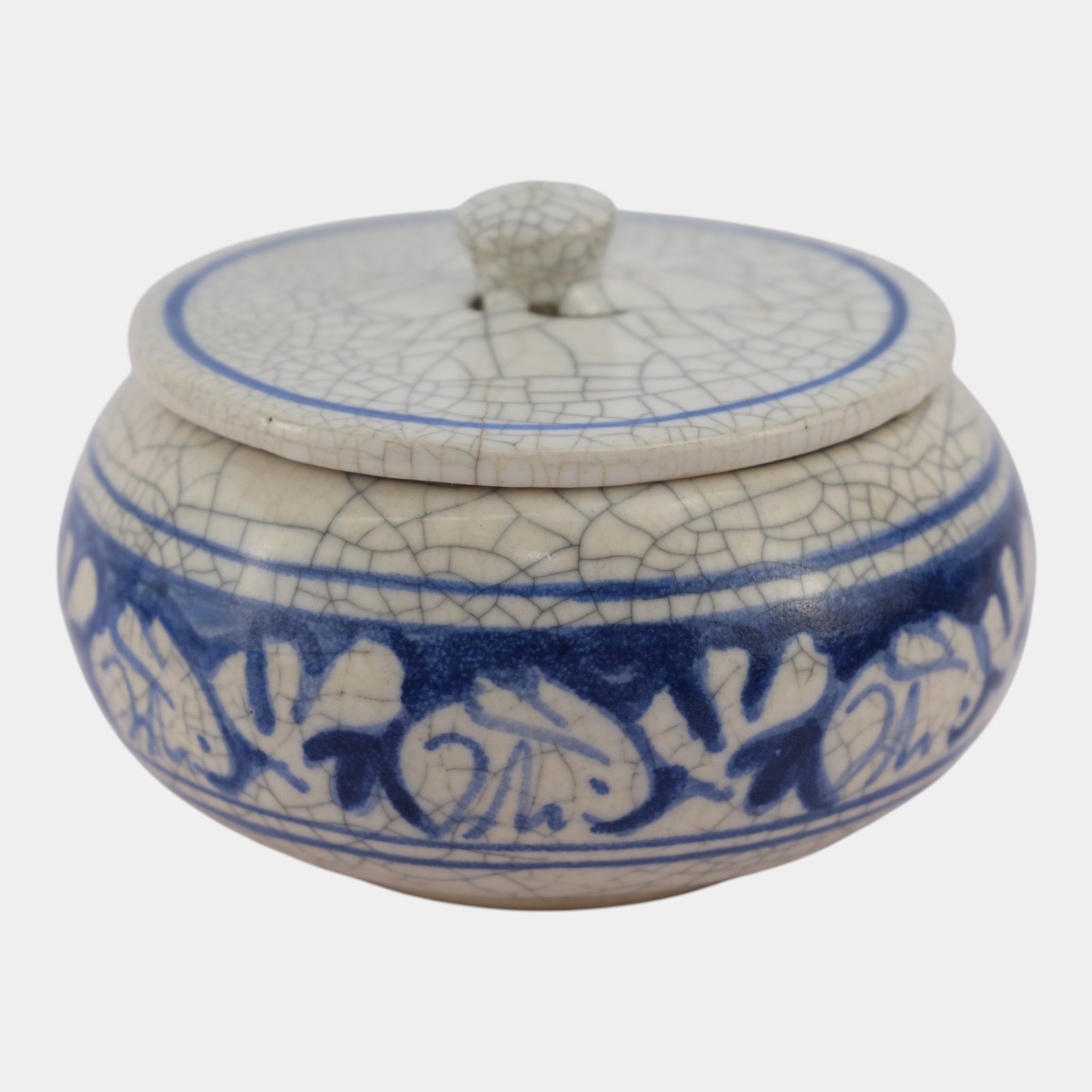 Dedham Pottery 1929-1943 Arts And Crafts Blue Rabbit Ceramic Lidded Sugar Bowl