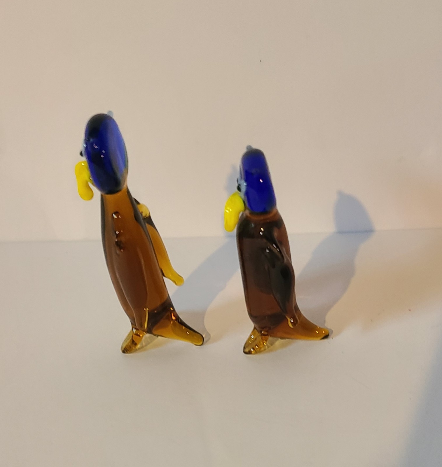 Vintage Hand-Blown Glass Miniature Animal Figures Lot Of 2 Birds Penguins