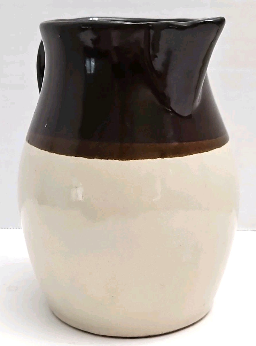 Roseville RRP Pottery Pitcher Two Tone Brown & Cream Vintage Ceramic Potter