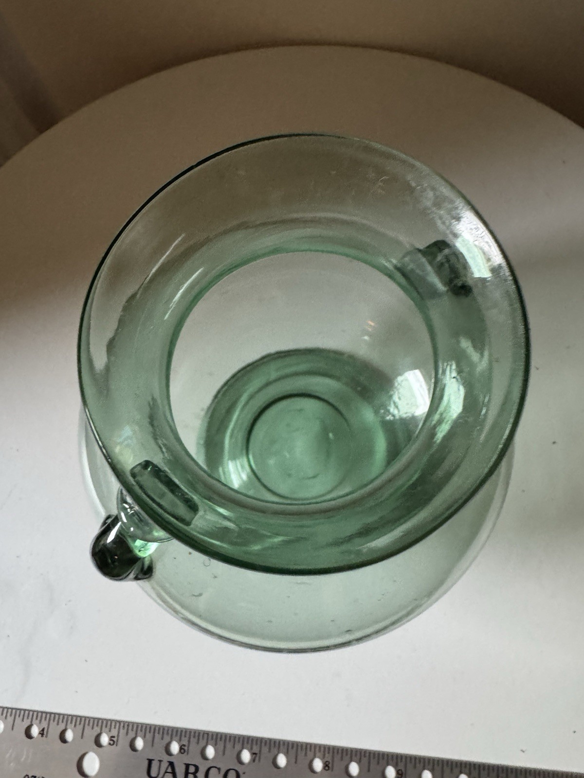 Mid Century Blanco Mexican Glass Amphora Vase Sage Green Tlaquepaque Folk Art