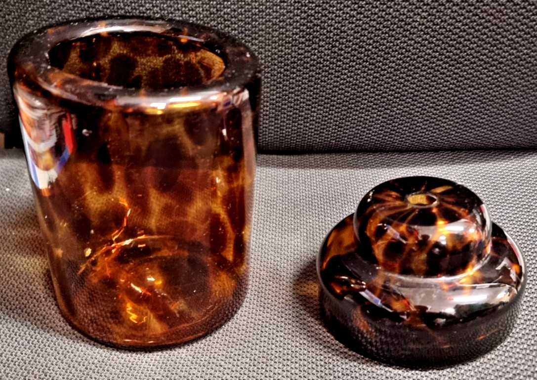 Stunning 1950’s Signed ‘Barovier e Toso’ Murano Tortoiseshell Jar with Lid WOW!