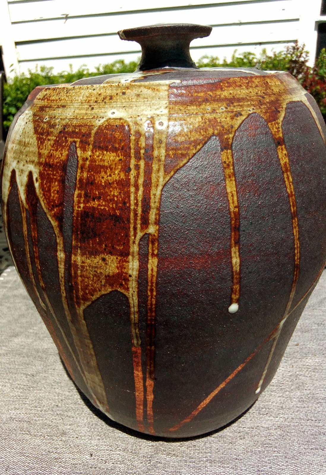 Hawaii highfire ginger jar/urn with lid, incredible glaze