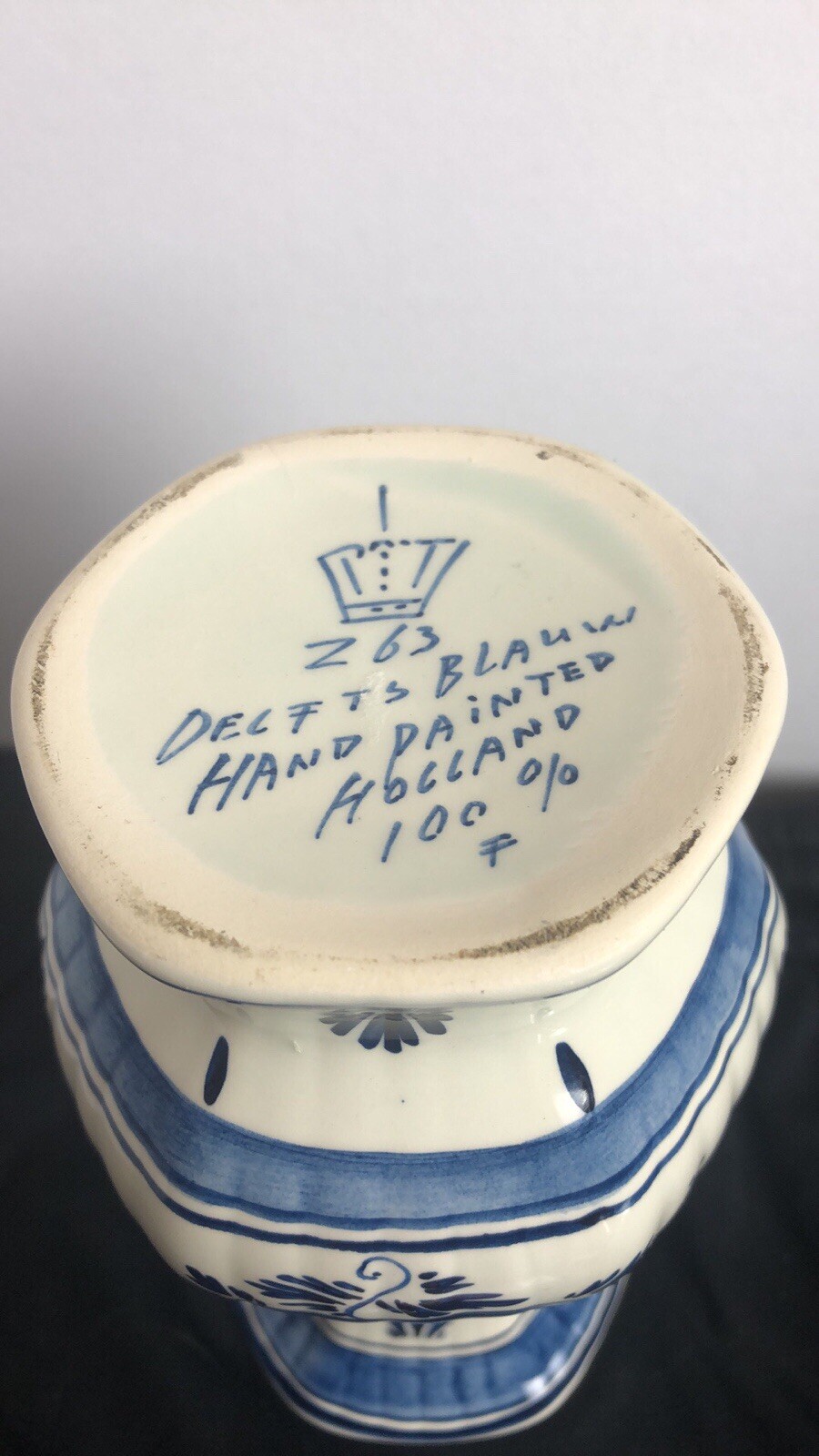 Antique Fluted Delpht Blue Vase.