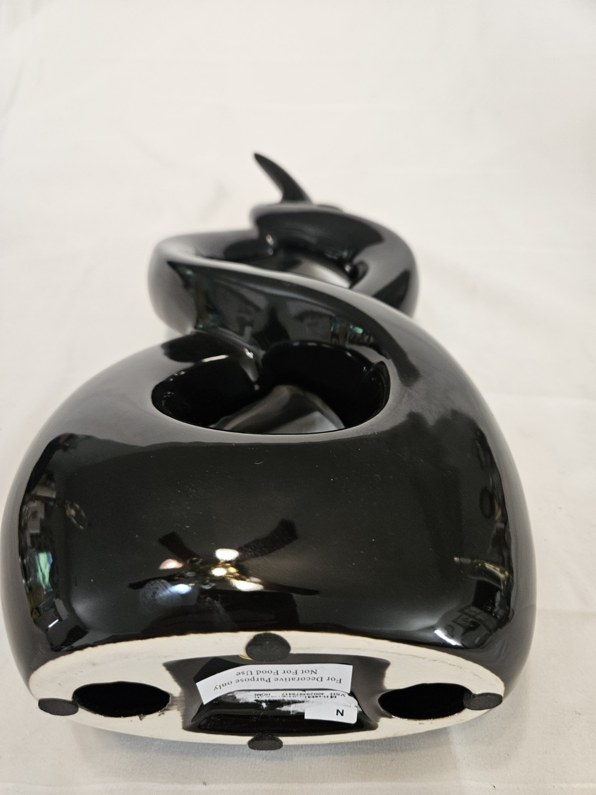 Modern Black Glass Decorative Interlocking 16″ Tall Sculpture Glossy Finish MINT