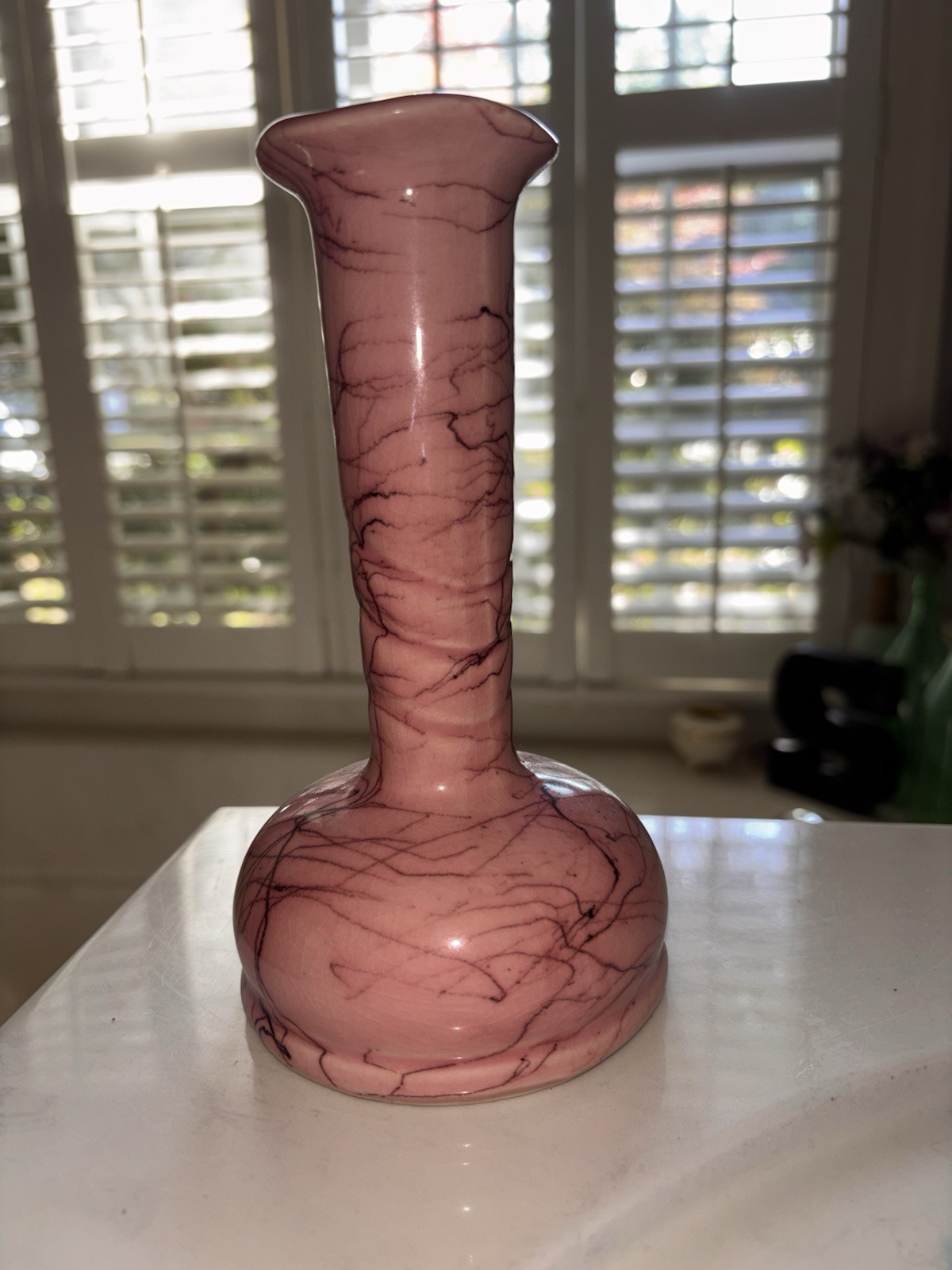 Vintage Brush McCoy Vase Chamomile Pink Spiderweb Pottery Vase #070 USA Glazed