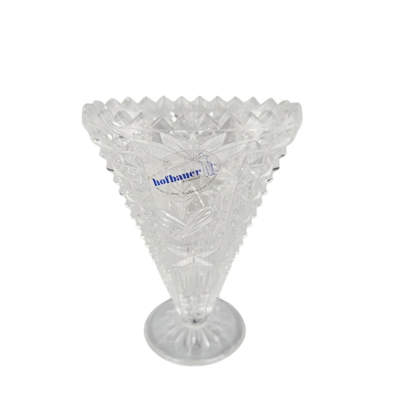Vintage Hofbauer Byrdes Crystal Collection Small Fan Vase Bird 3.5″ West Germany
