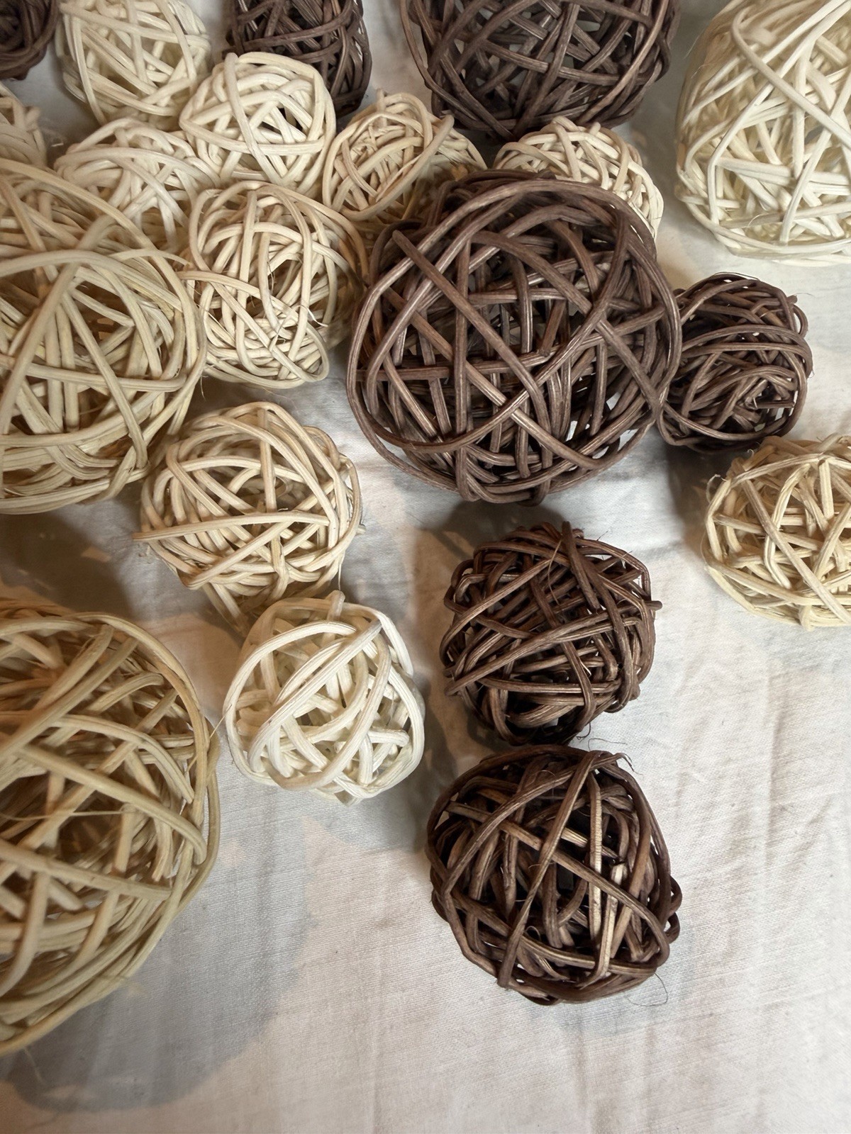 20pcs Wicker Rattan Woven Decorative Balls Beige Brown White NEW