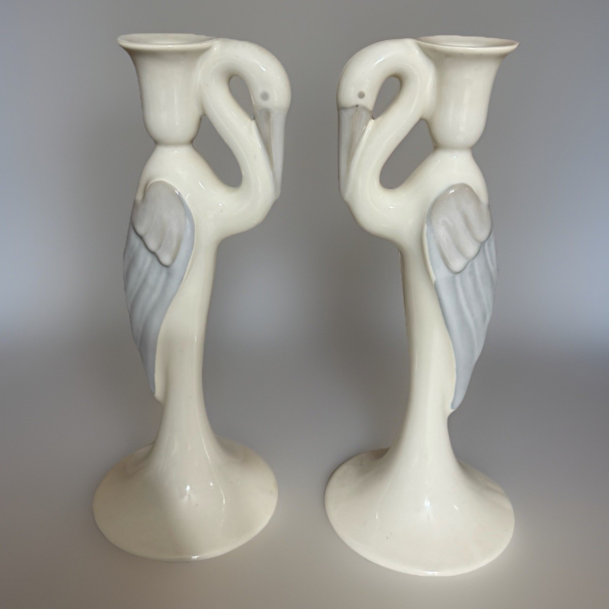 Heron Egret Figure Statue by Haeger Pottery 12” Candlestick Holders RARE 1992