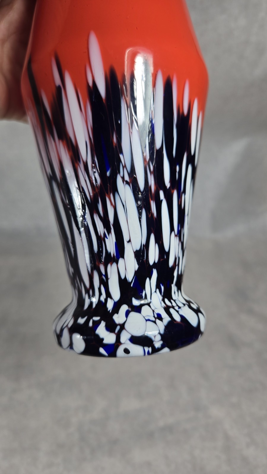 Vintage Czechoslovakia Splatter Art Glass Vase Signed Cobalt Blue Lot Of 2