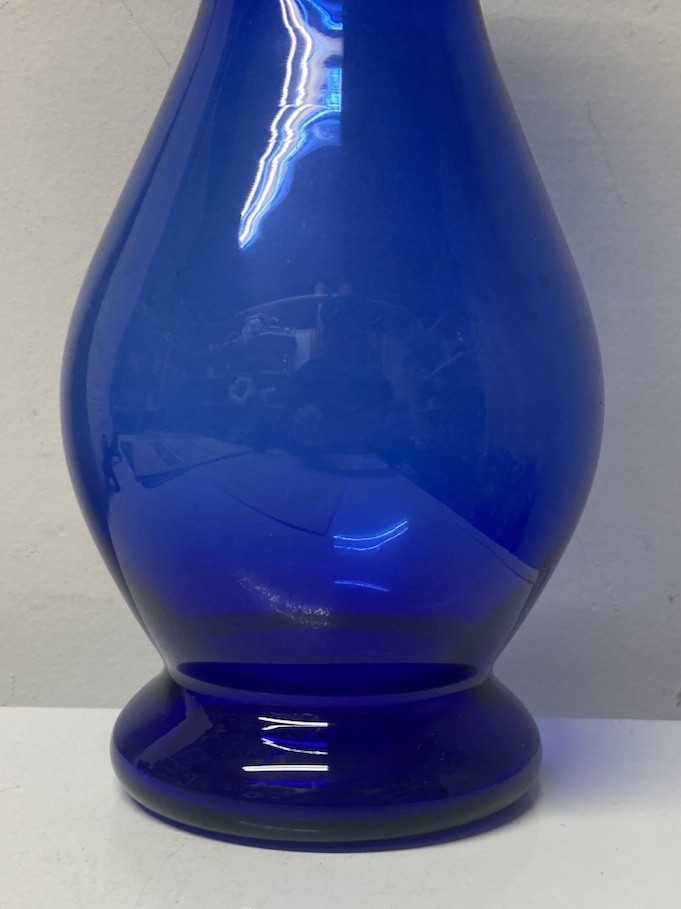 Unique Rich Cobalt Blue Glass Handblown Vase No Chips Or Cracks *READ* AS IS *