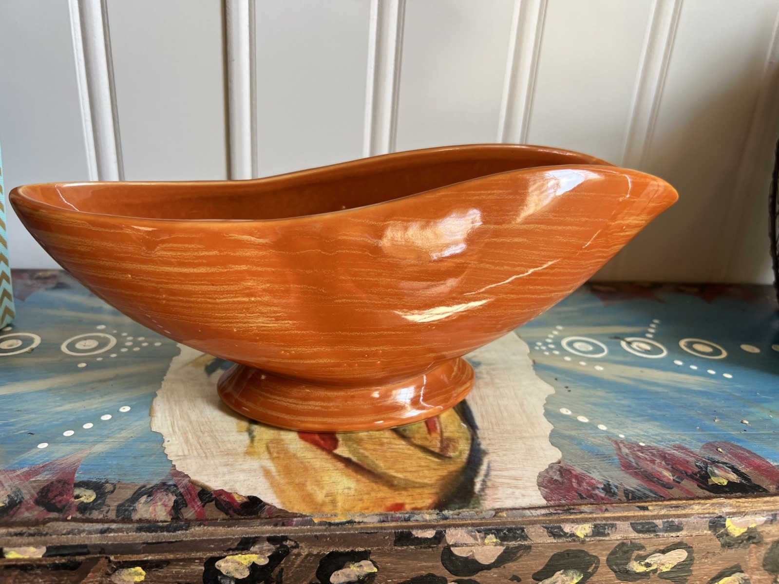 Vintage Mccoy Harmony Vase Vessel Orange And Yellow 1961 Planter