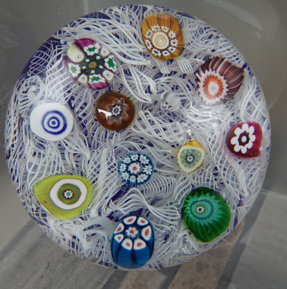 Perthshire Glass Scotland Millefiori & Latticino PP11 Paperweight P1970 2.75″