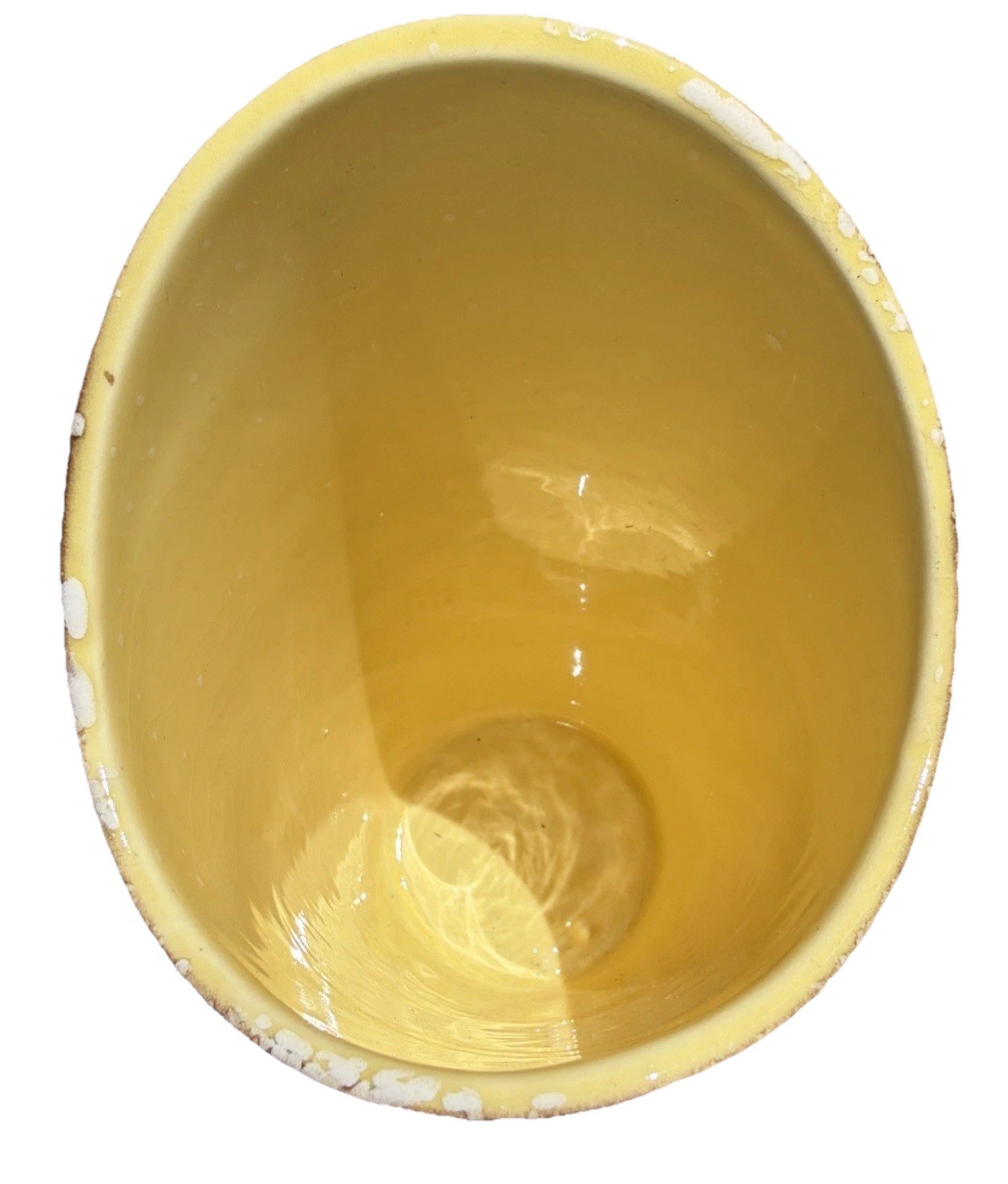VTG MCM Yellow Brown Speckled Asymmetrical Vase USA Hombre White Splatter