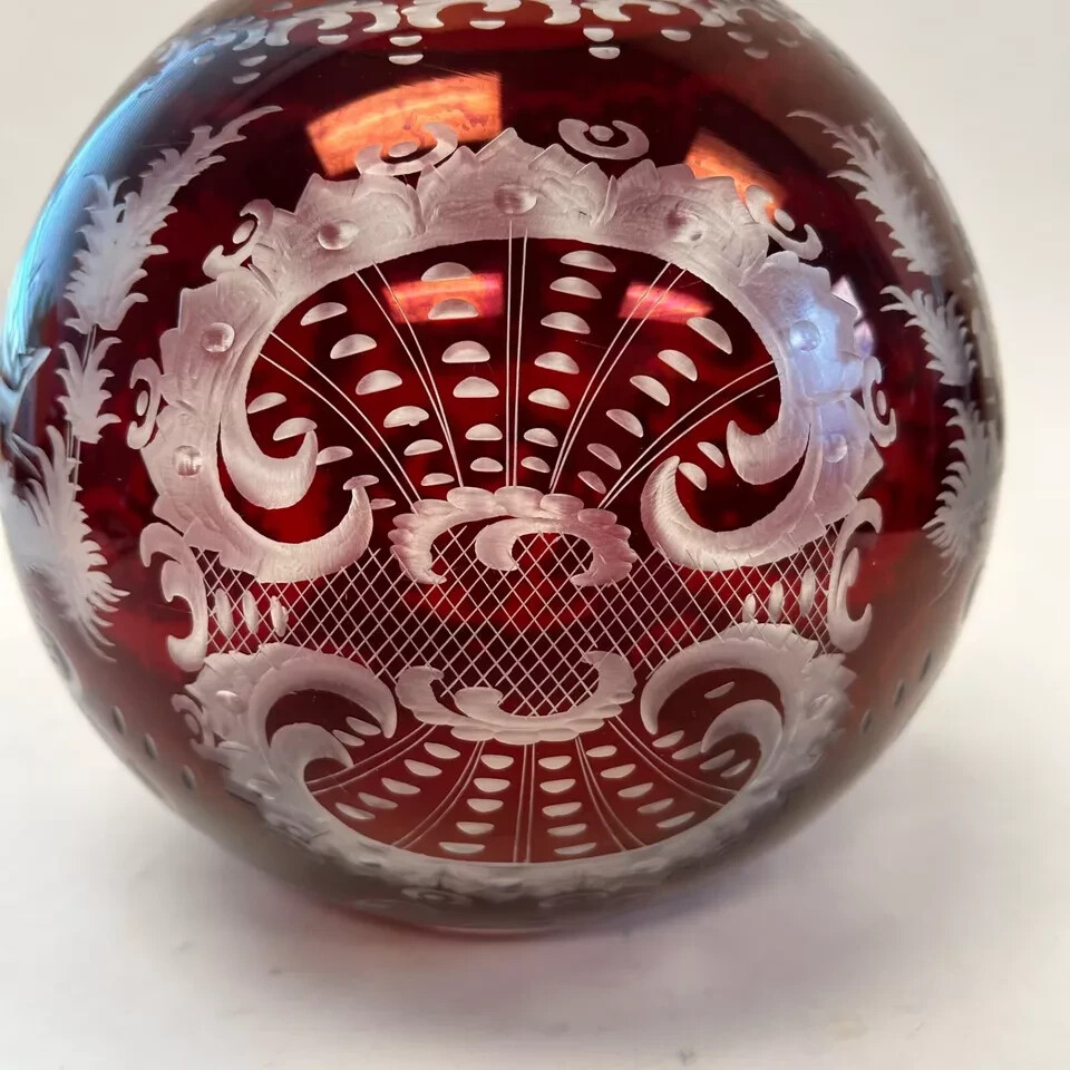 RARE! FENTON ART GLASS RUBY RED LARGE CHRISTMAS HOLIDAY VINTAGE GLOBE VASE BOWL