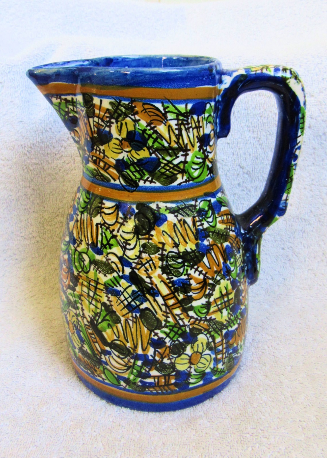 Vintage European Folk Art Pottery Pitcher Czechoslovakia Germany France Italy
