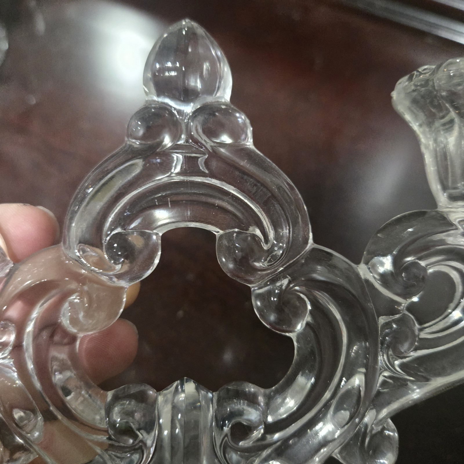 Cambridge Rose Point 3400/638 Keyhole 2 Light Candle Holder Etching #1041
