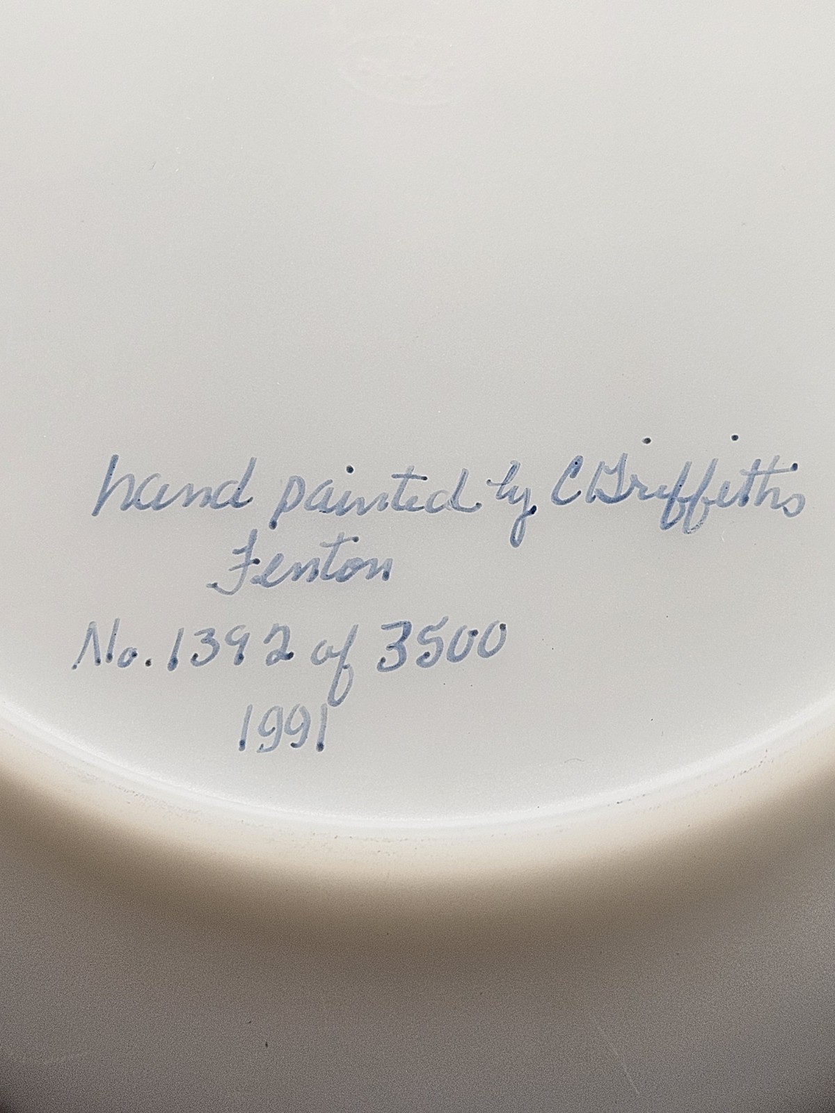 LIMITED EDITION SIGNED FENTON ART GLASS OPAL WHITE SATIN SCALLOPED EDGE PLATE