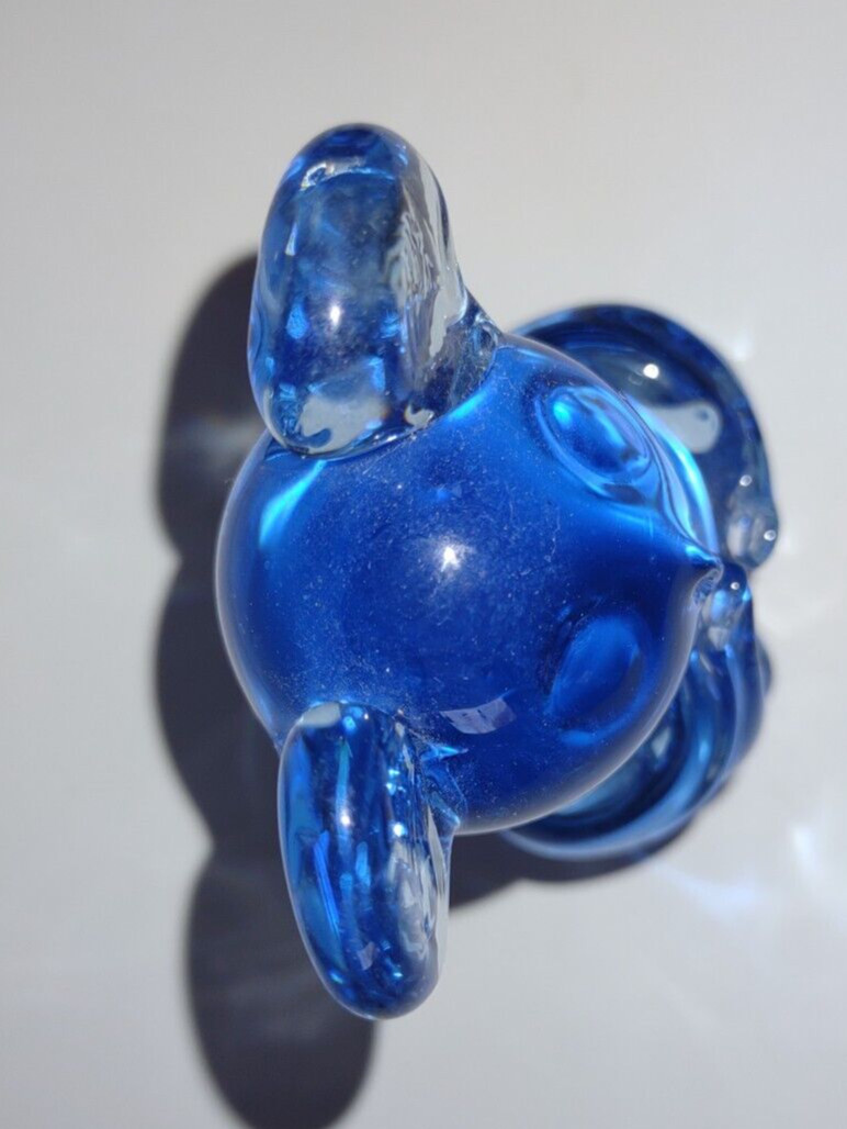 Vintage Art Glass Clear Blue Mouse Rat Desk Office Paperweight Figurine 3 1/4″