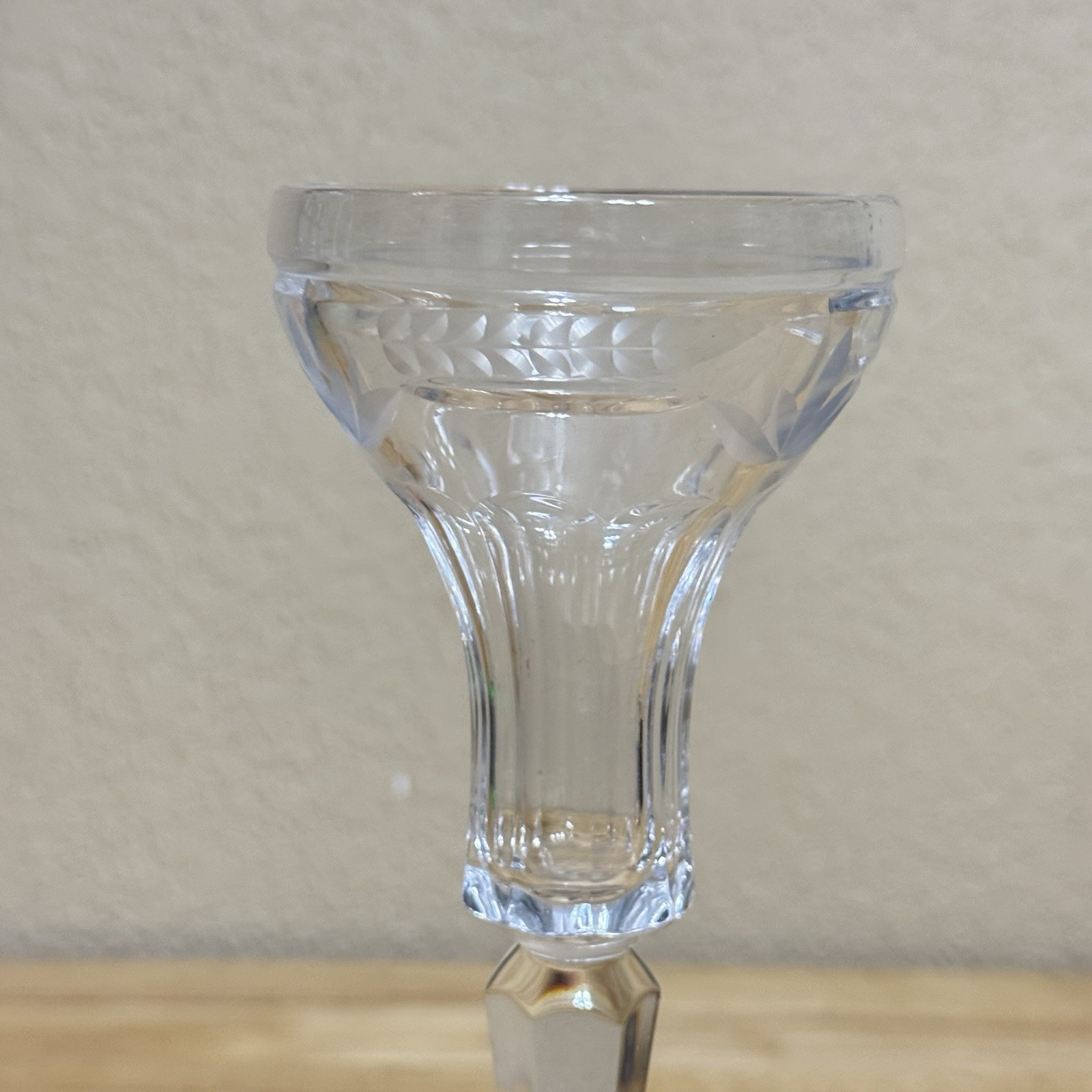 Pair Gorham Crystal Candlestick Holders 10.25″ Cut Blown Glass Candle Sticks