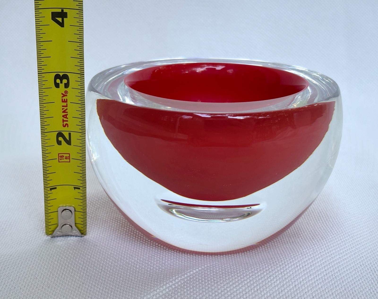 Jeronim Tisljar Signed Czech Art Glass Bowl Red Clear Beranek Studio