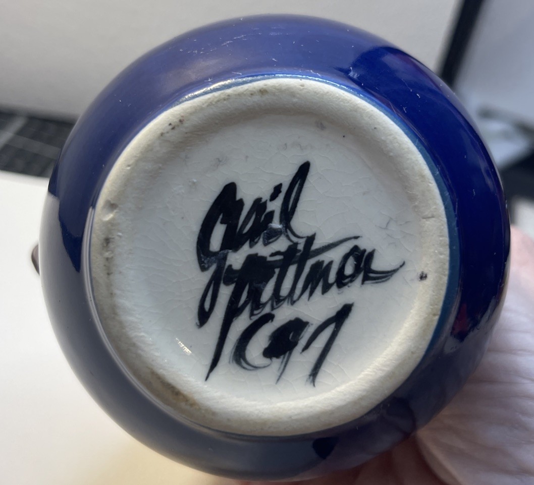 Gail Pittman “Glory” Bud Vase From ‘97 Signed Beautiful Glaze, Hand-painted Work