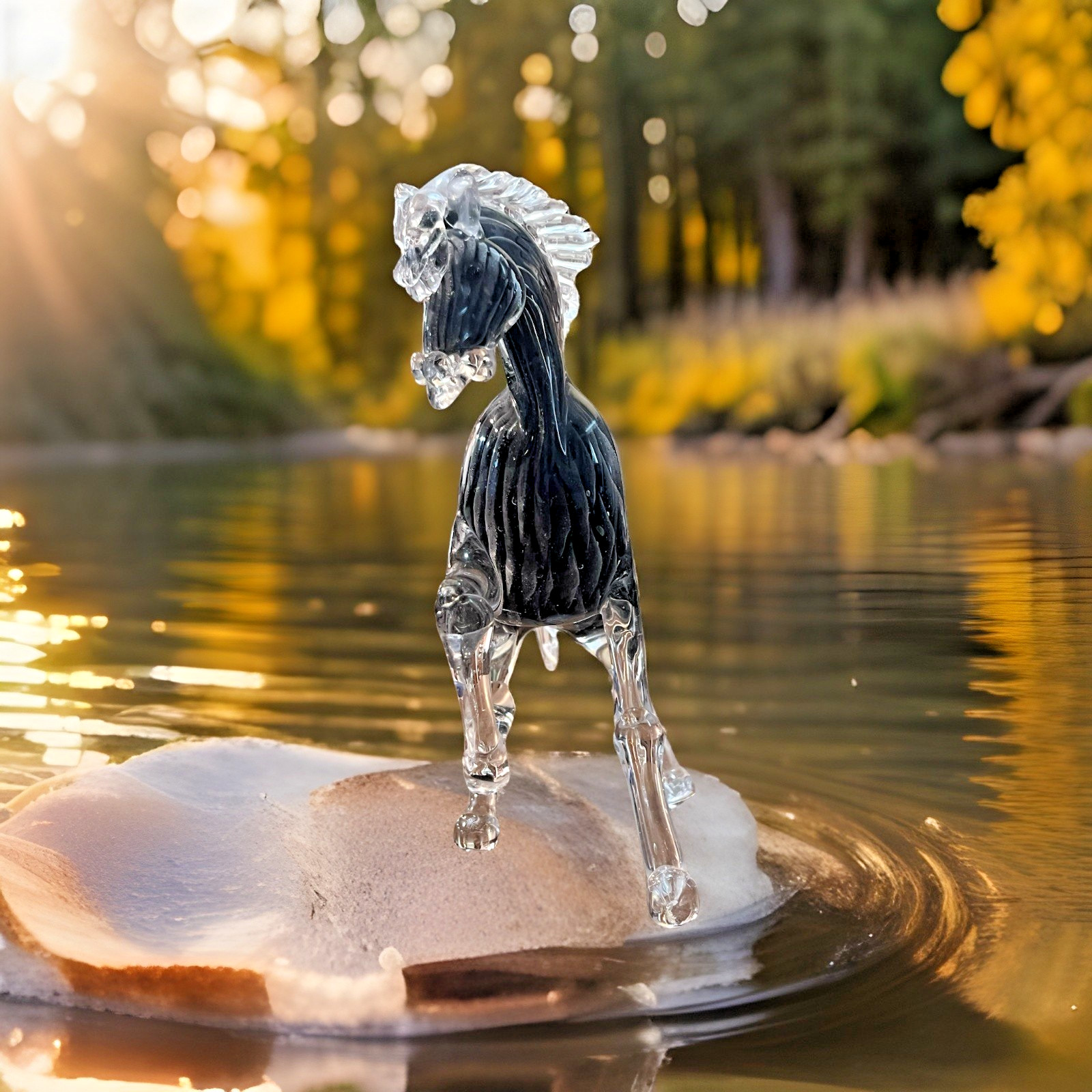 Vintage Murano Glass Prancing Horse 9.5 inch tall has damage see photos