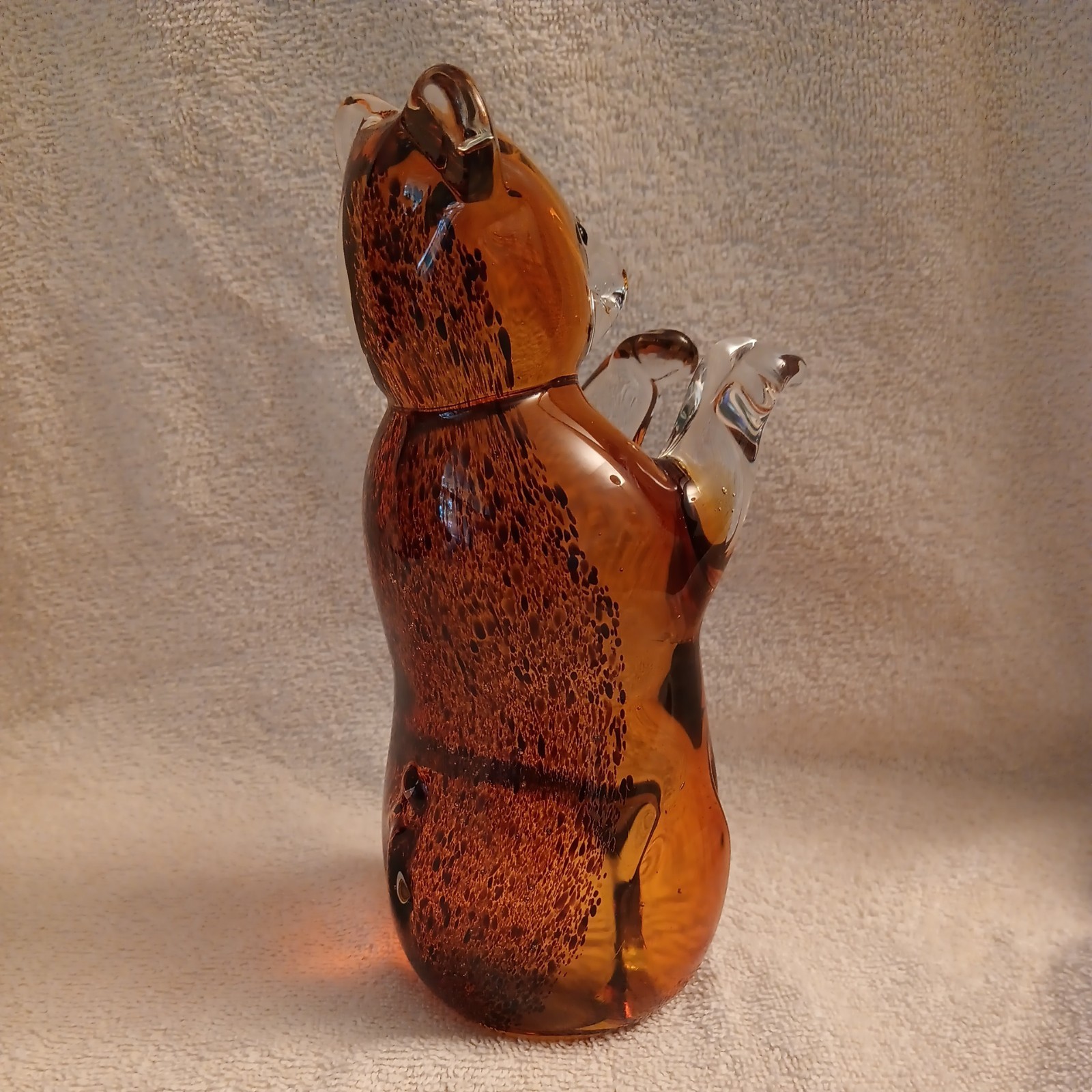 Murano Amber Art SolidGlass Bear 8 1/2 x 4 1/2 x 4″