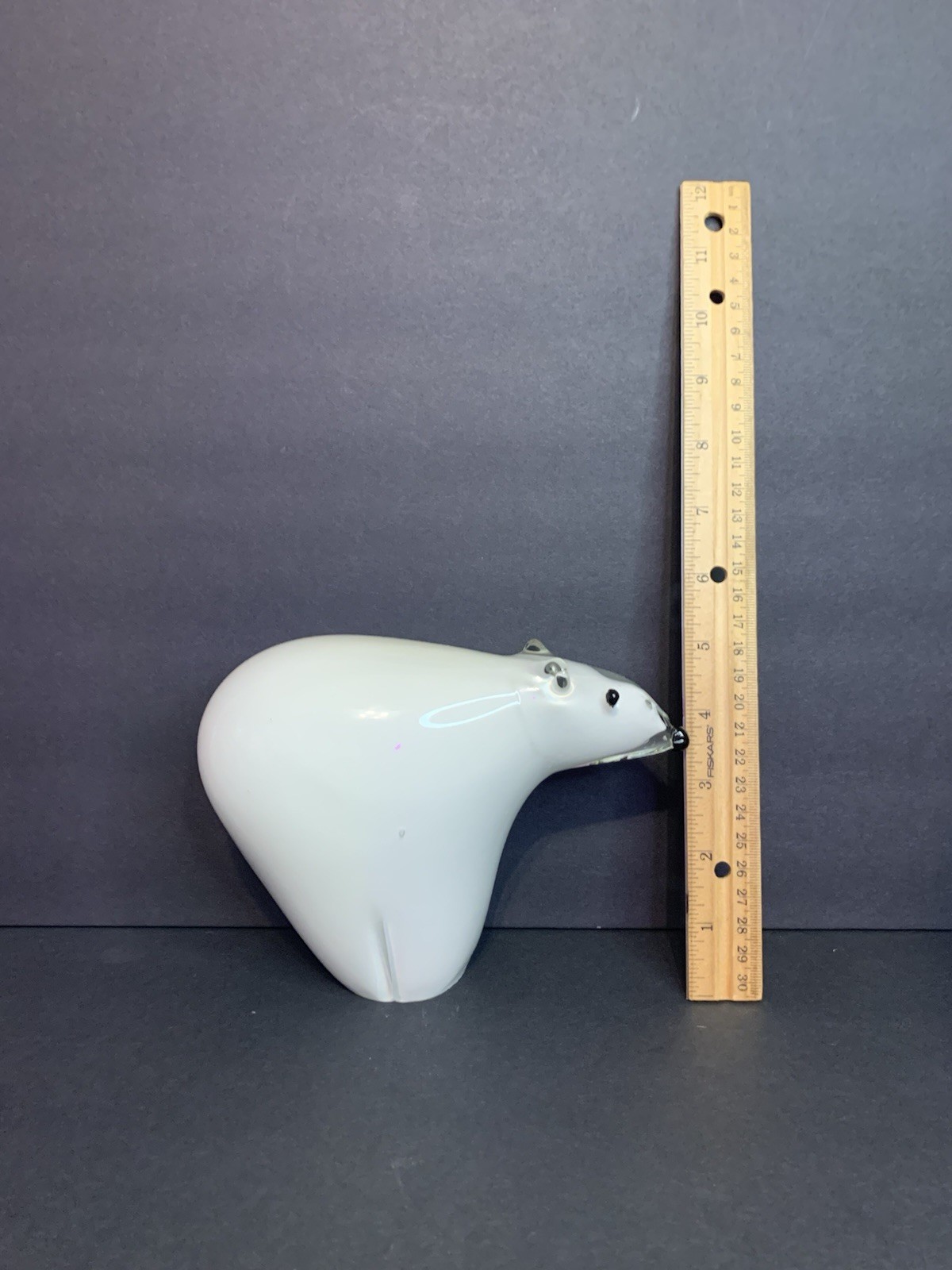Vintage Handmade Blown Glass Arctic Polar Bear Wildlife Paper Weight 5 in Tall