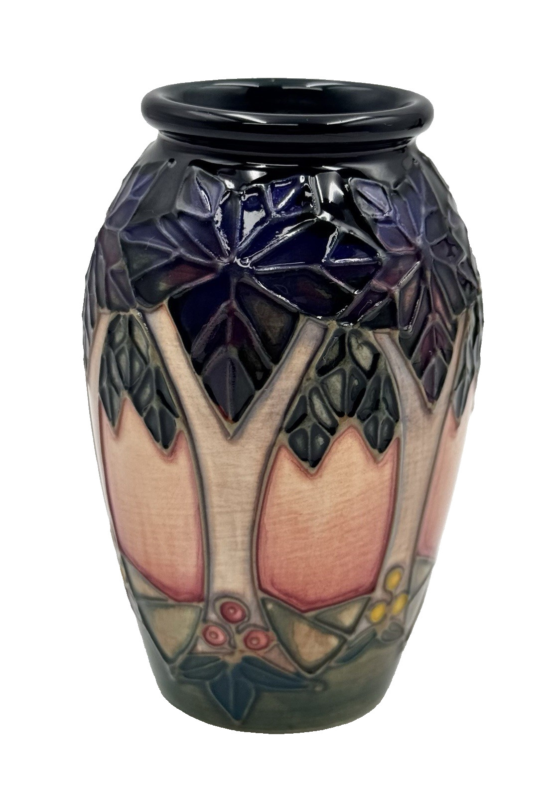 Moorcroft Art Pottery Small Vase 11cm Tubelined England Vintage c.1950.