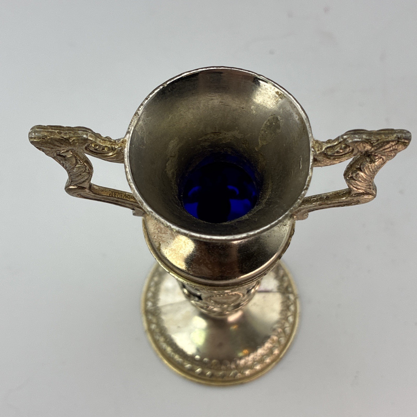 Vintage Victorian COBALT BLUE Elegant Glass Art Nouveau Style Silverplate Vase