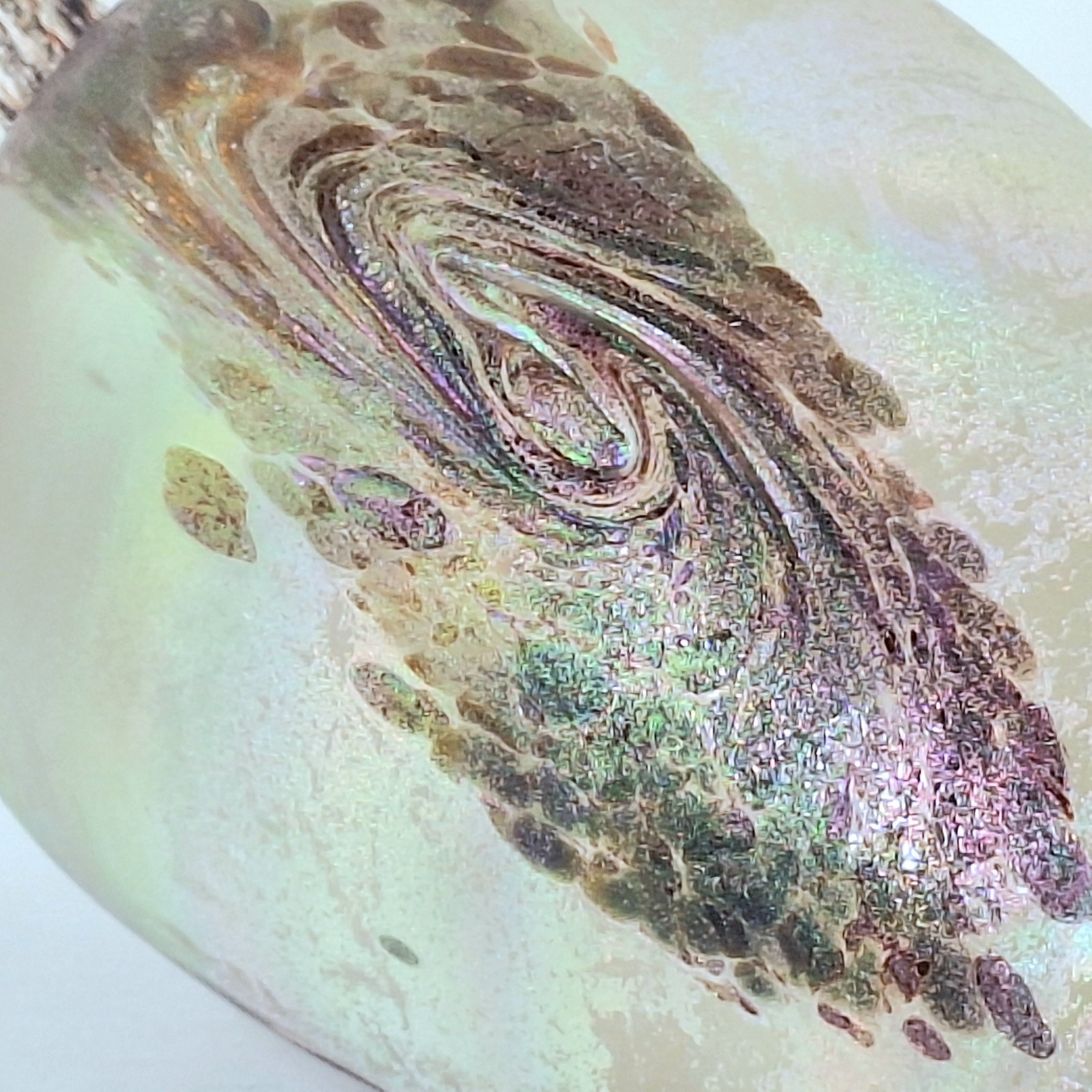 Vintage Iridescent Rainbow Swirl Frosted Glass Vase 8″ FREE SHIPPING