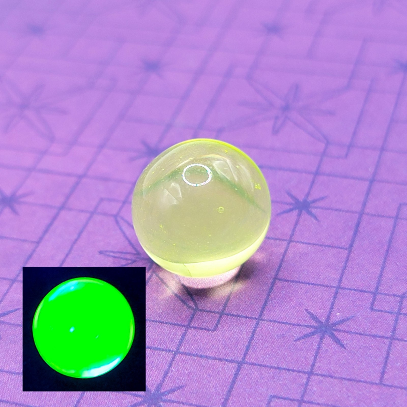 14mm Vaseline Glass Marble Undrilled Yellow Uranium Glass Ball