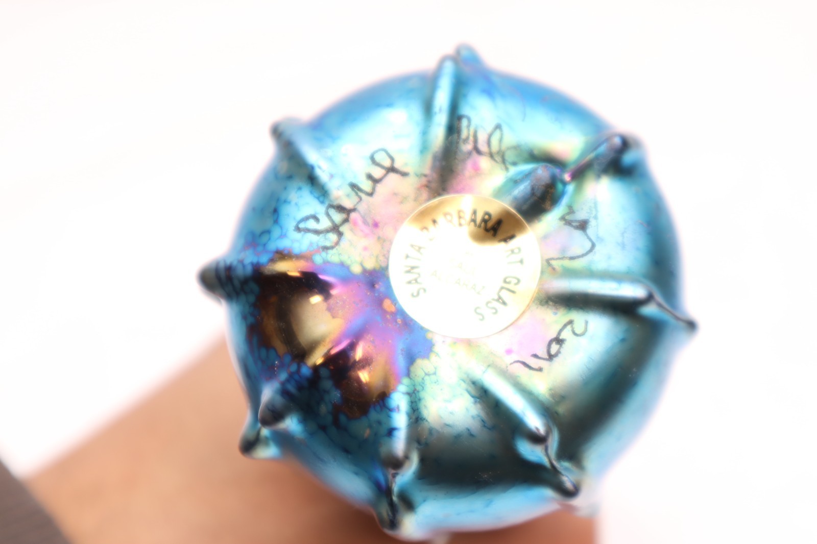 Blue Luster Studio Art Glass Perfume Bottle Saul Alcaraz Iridescent DRIP Design