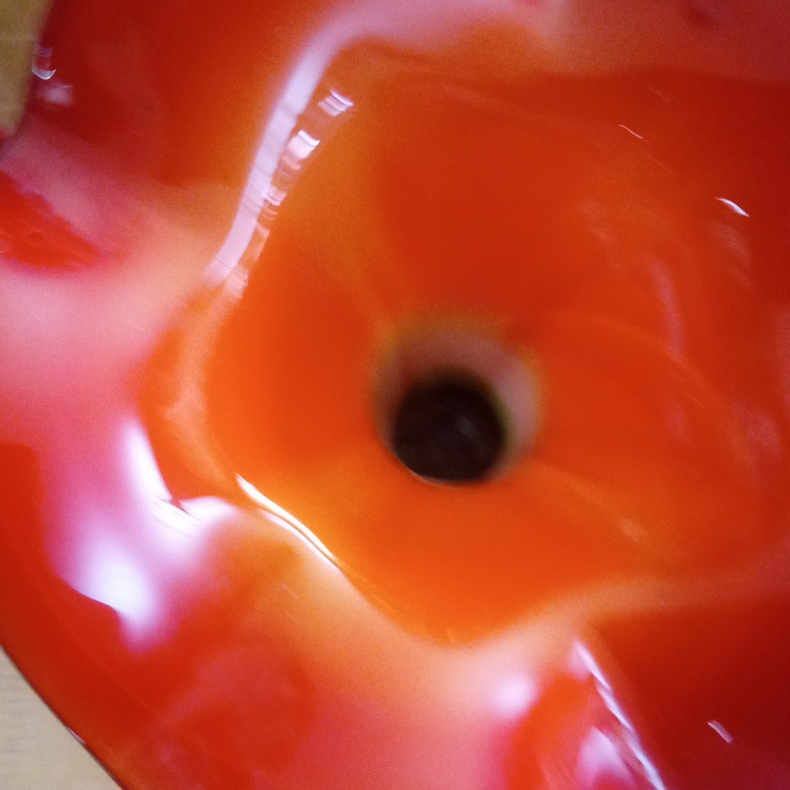 Hand Blown Art Glass Trumpet Vase Ombre Green White Orange Red Glossy Finish