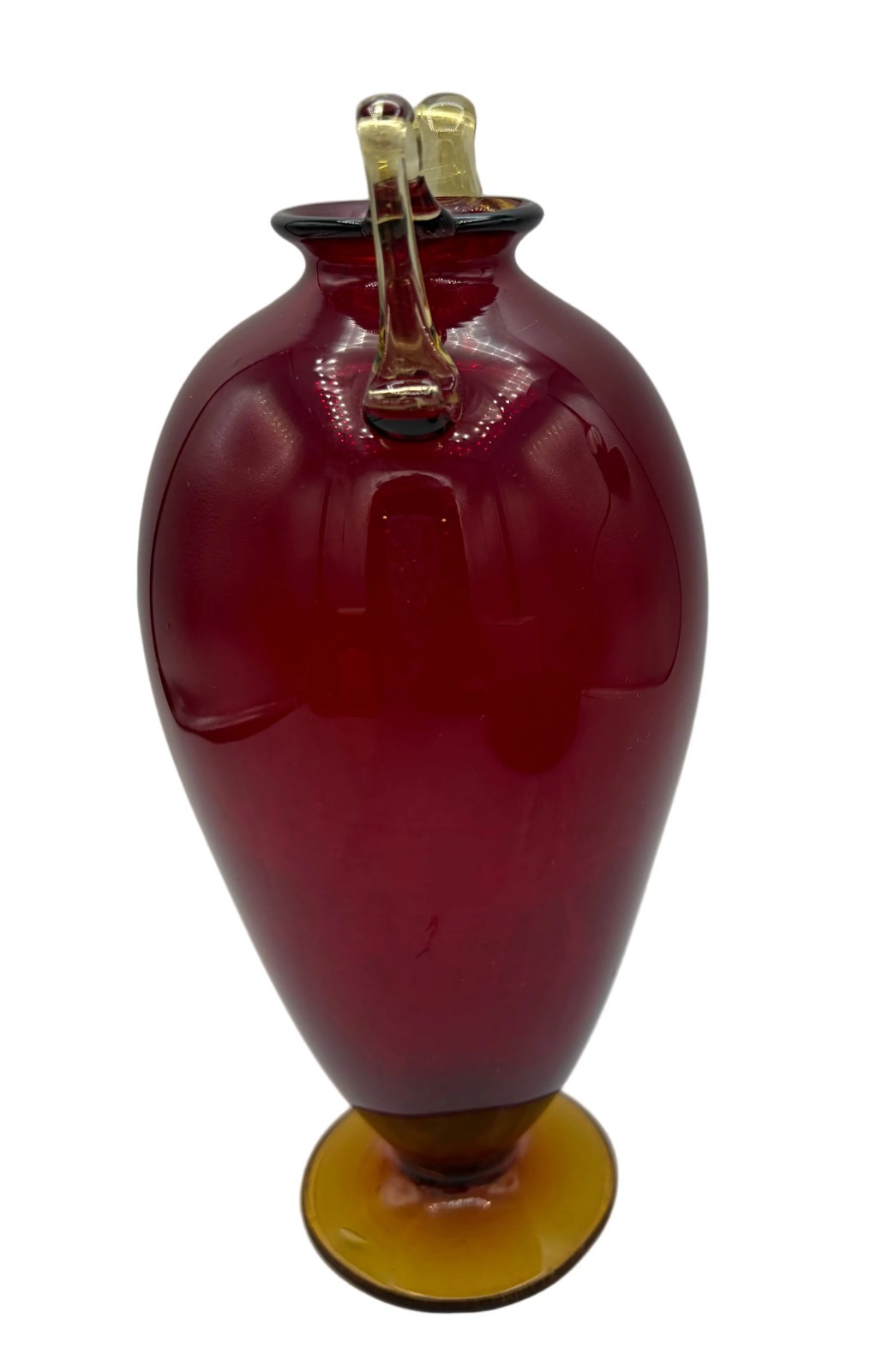 Vintage Hand-Blown Glass Vase Crafted in the Classical Amphora Style