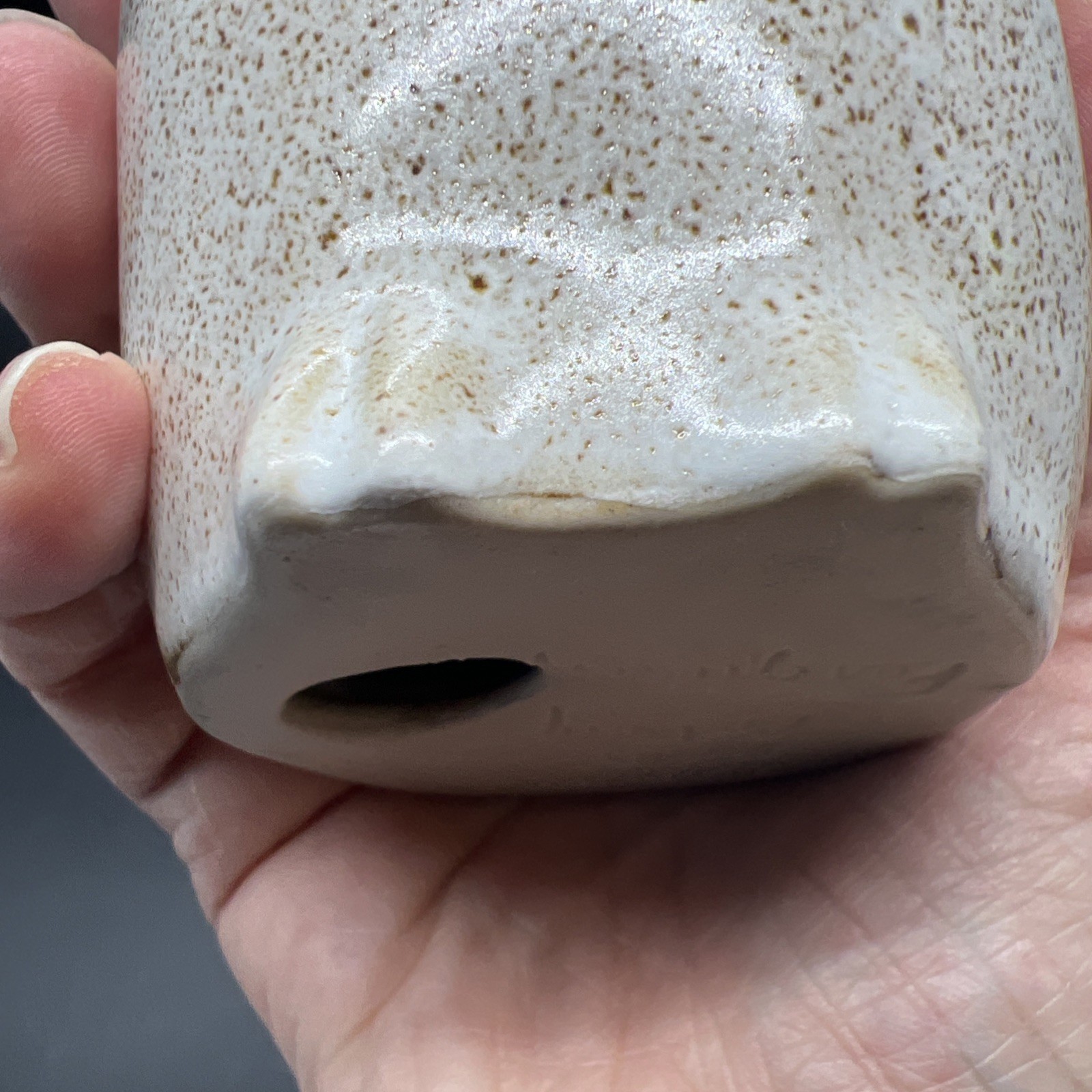 Vintage Pigeon Forge Pottery Speckled Owl, 4.5 Inches, C. 1980S, Signed Ferguson