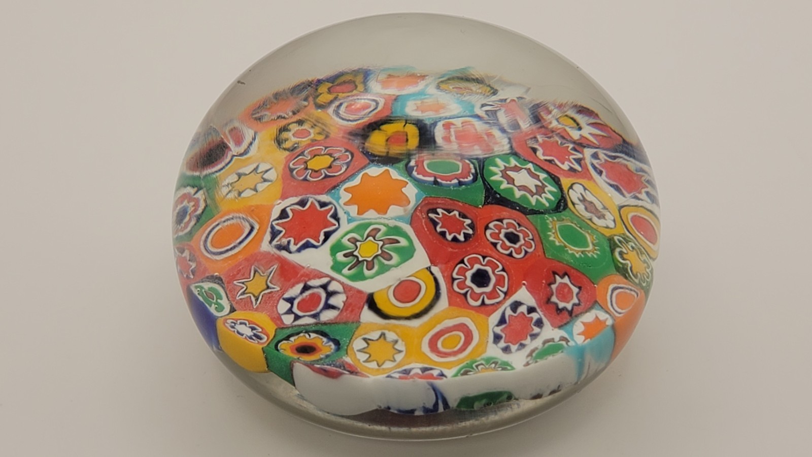 Millefiori Murano Art Glass Paperweight Decorative Multicolor Flower Stars AS IS