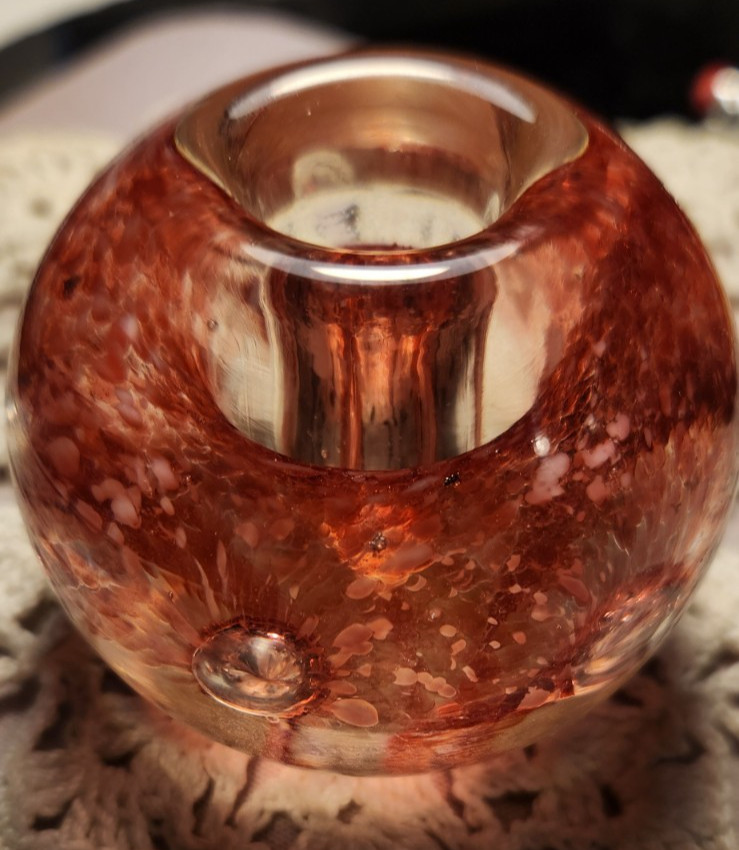 Zimmerman Handmade Art Glass Paperweight – Corydon Indiana – Pink Swirl – Studio