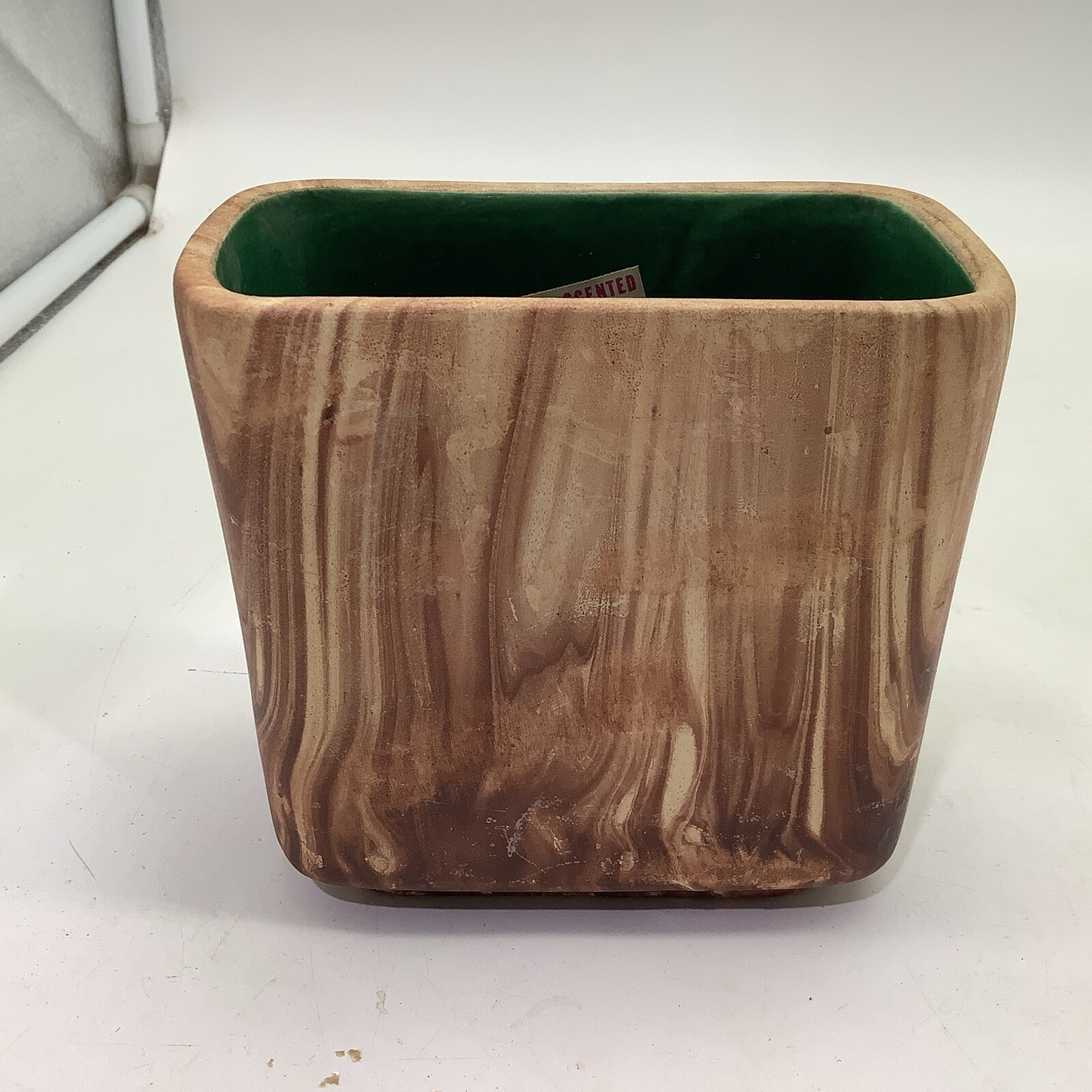 Rocky Mountain Pottery Vase Or Planter Wood Grain Design 4.75×2.5×4.5”