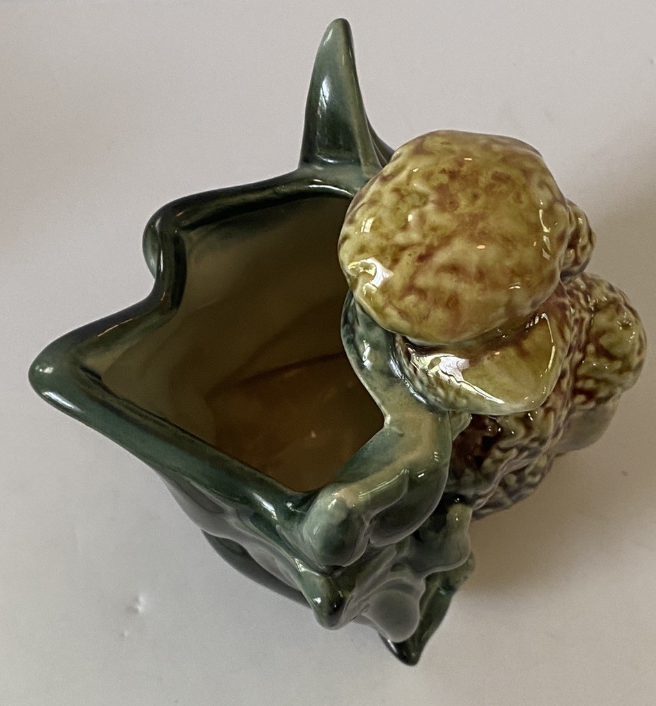 Vintage ~ Art Pottery ~ Hull MCM ~ Poodle Dog Vase ~ #114 ~ Green Yellow Brown