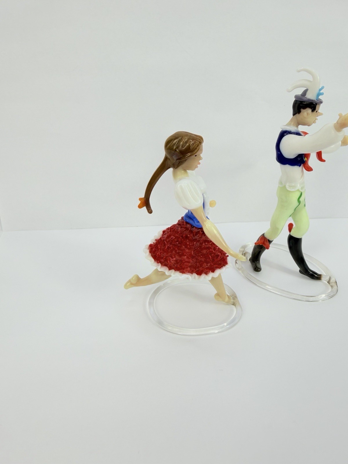 Jaroslav Brychta Lampwork Glass Dancing Boy and Girl Figurine Zelezny Brod 1940s