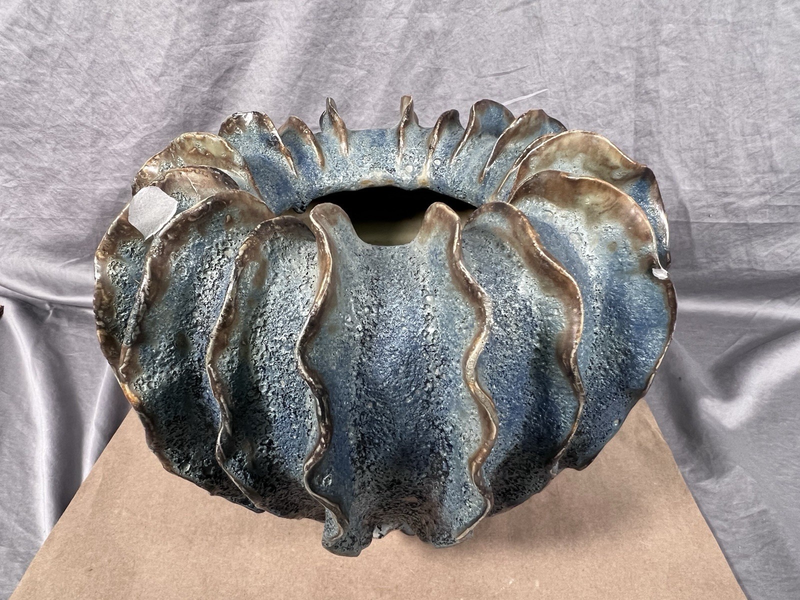 Des Pots Blue Glaze Vintage Netherlands Pottery Coral Style Planter Stonewear