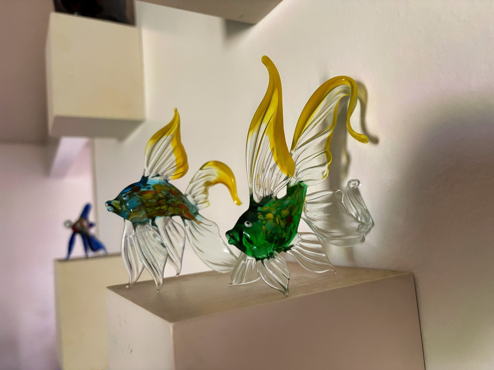 Vintage Russian Art Glass Betta (Fighting Fish) Figurines – Set of 2