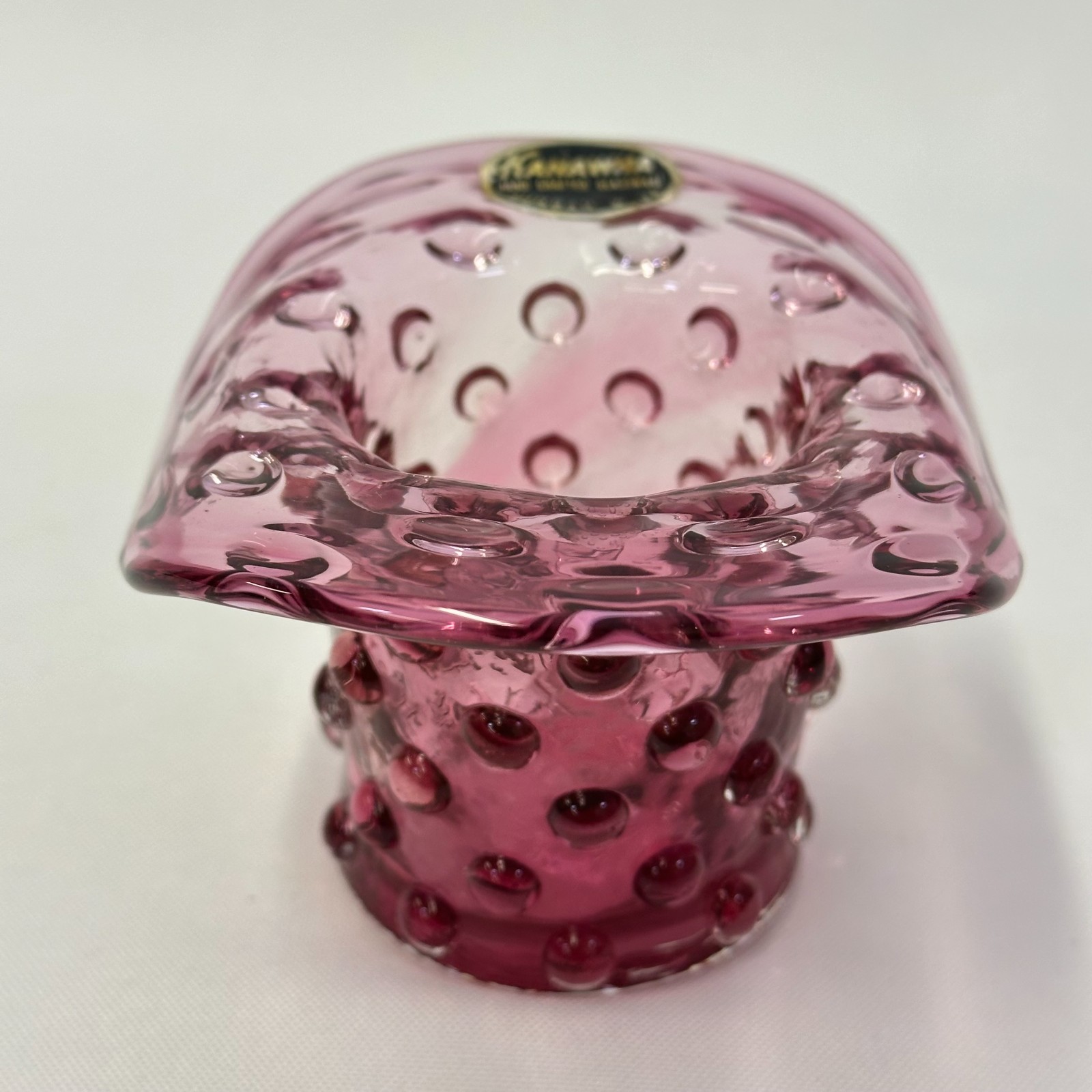 Kanawha Glass Hobnail Hat Vase Amethyst Purple Art Glass Vintage 4.5″