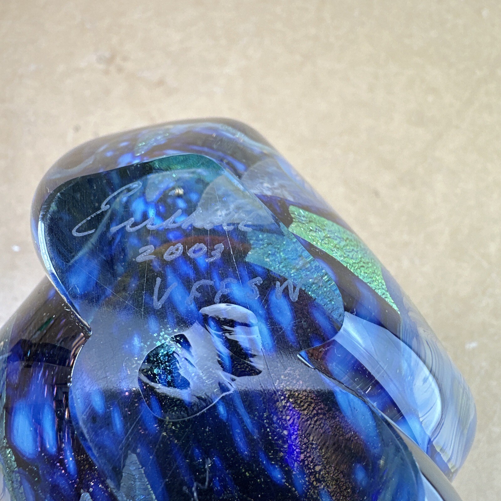 Robert Eickholt 4 5/8” Art Glass Vase 2003 Seascape Anemones 2.9 Lbs – VFFSW