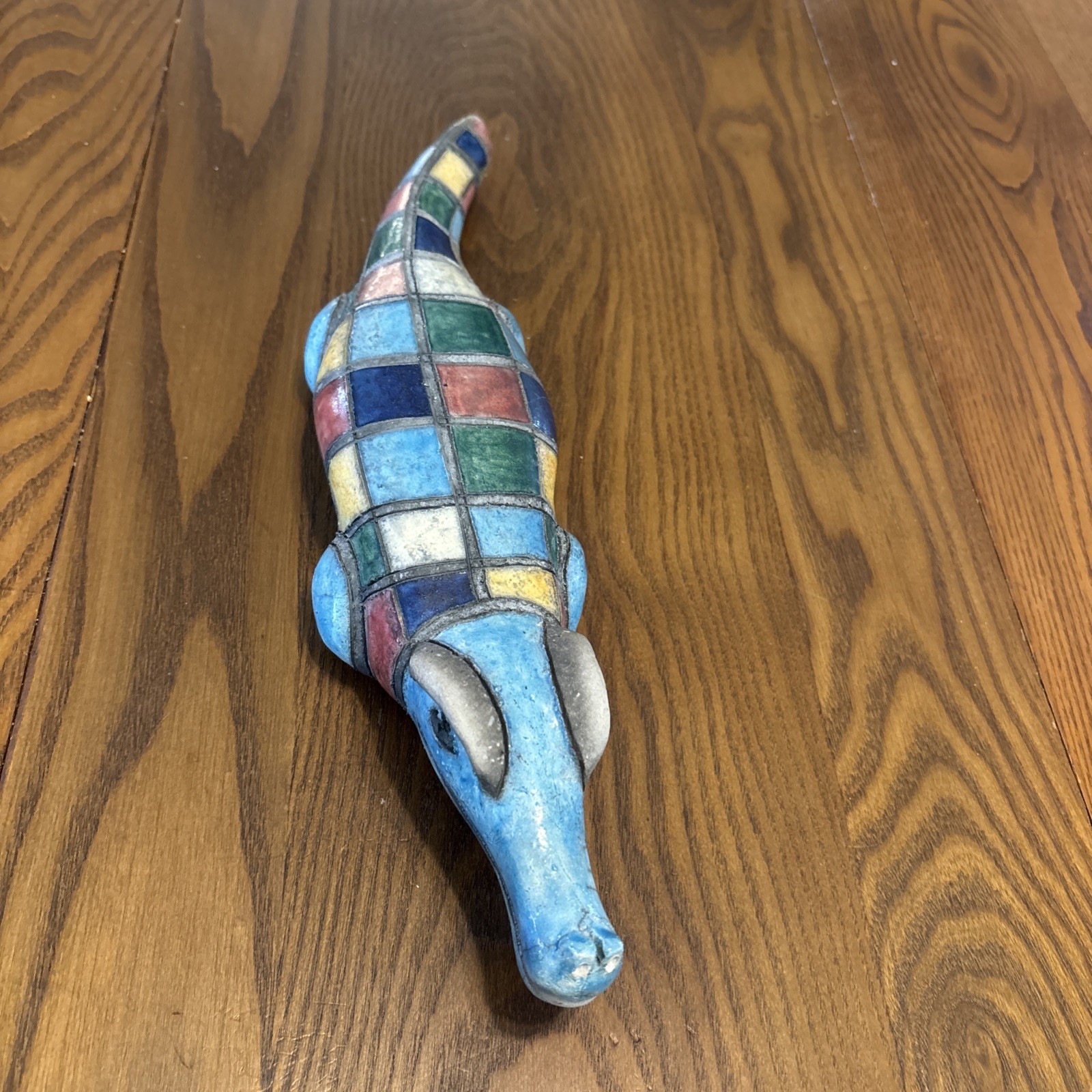 Raku Pottery Colorful Alligator