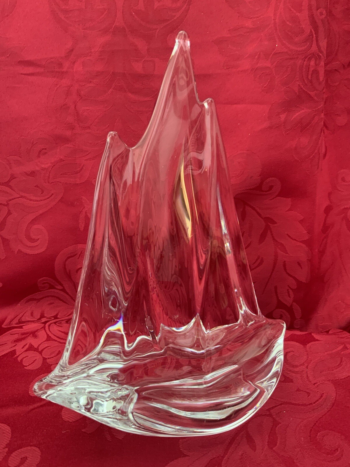 FLAWLESS Exceptional DAUM France Art Glass Crystal LARGE Three (3) Mast SAILBOAT