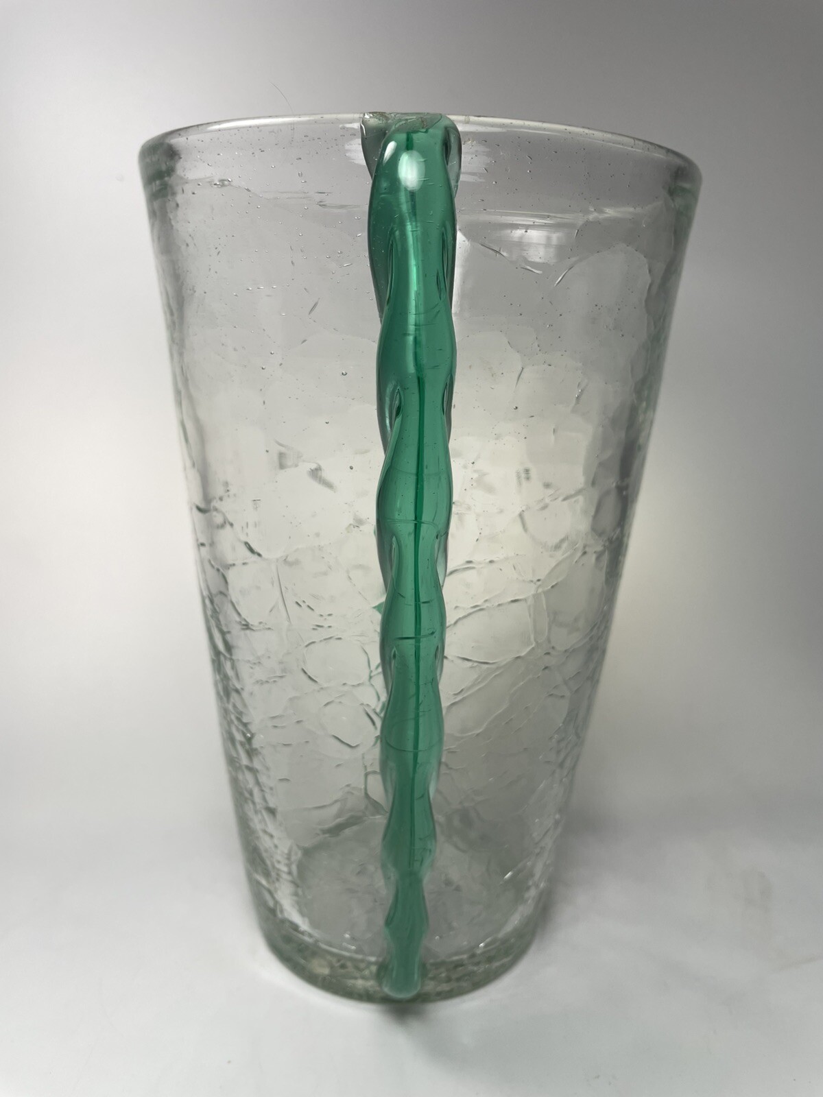 Blenko #473 Ear Or Rope Crystal Crackle Vase Sea Green 1947