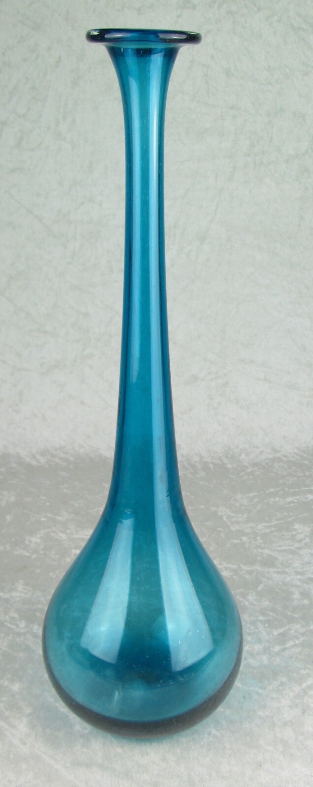 Hand Blown Aqua Turquoise Glass Vase Mid Century Modern 15-7/8 in Blenko Style