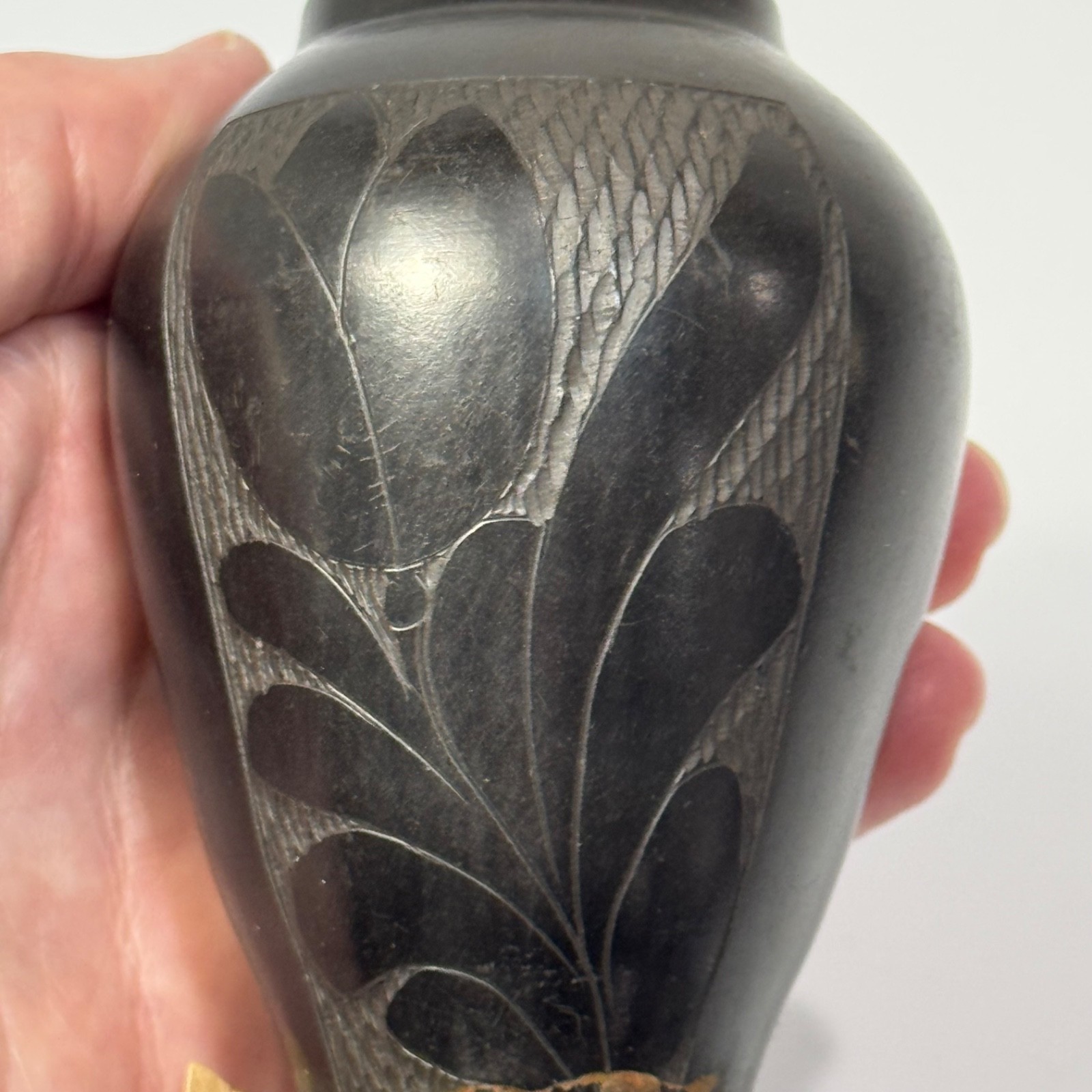 Romanian Folk Art Ceramic Vase Cold War Era OCMAD Export 1972 Incised